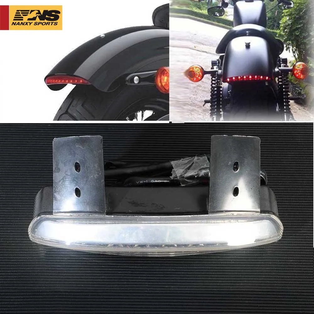 

For 2004-2013 For Harley Sportster XL883 1200 Motorcycle Rear Fender Edge LED Tail + Turn Signal Light Smoke/Clear Lens