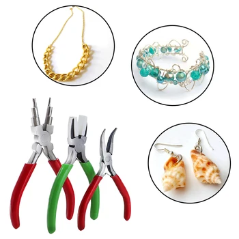 

3pcs Nylon Jaw Multifunction Practical Durable Hand Tools Bent Nose Wire Looping Carbon Steel Jewelry Pliers Kit Bail Making DIY