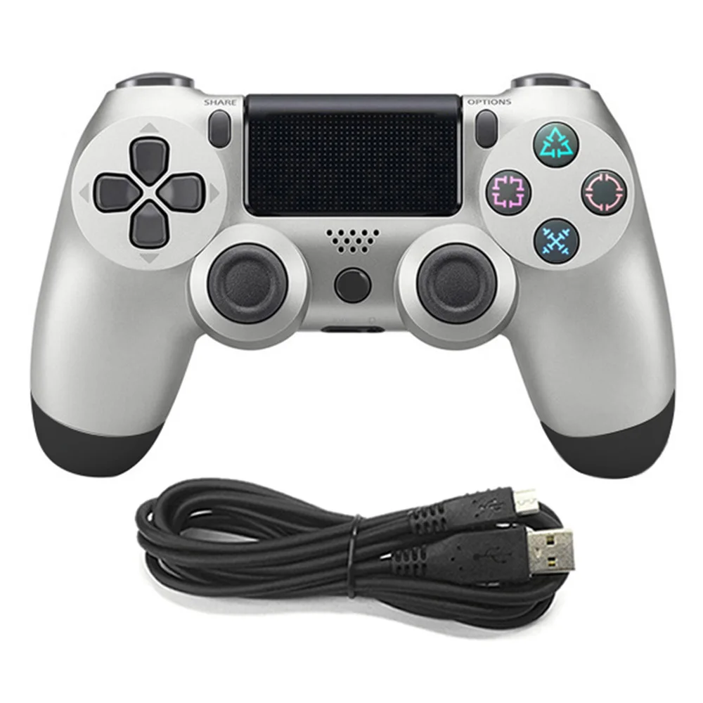 Usb проводной контроллер геймпад для sony Ps4/ps3 игровой джойстик контроллер для Playstation 4 консоль вибрации джойстика с кабелем - Цвет: silver