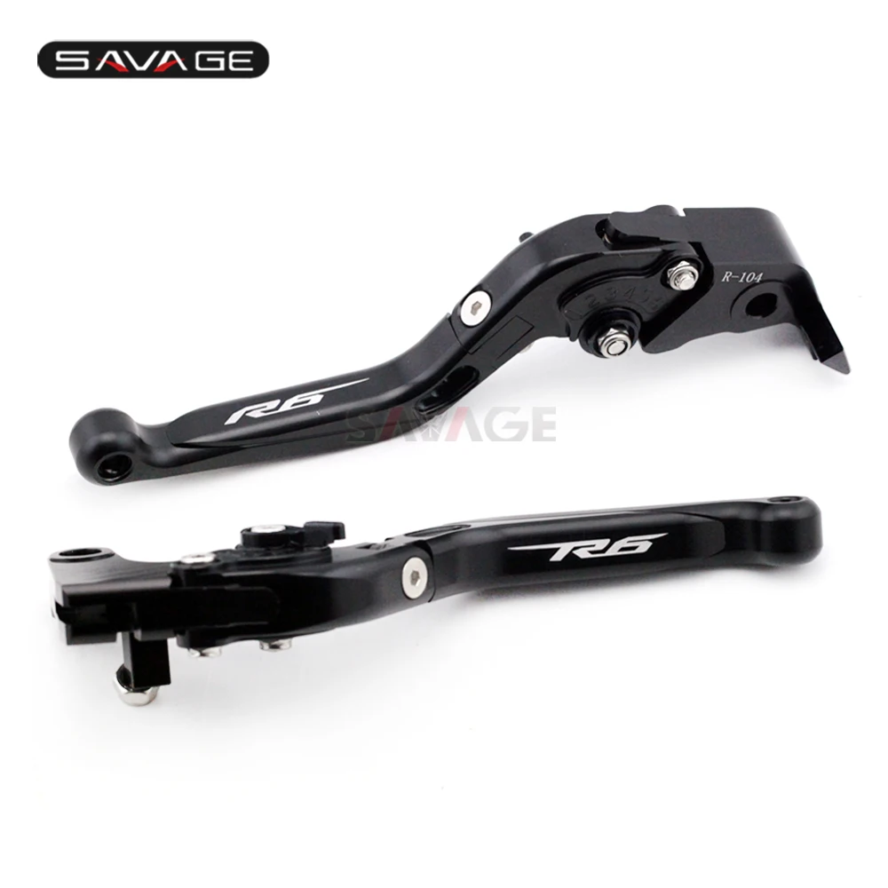 Тормозной рычаг сцепления для YAMAHA YZFR6 YZF-R6 1999- 19 17 16 05 04 аксессуары для мотоциклов Регулируемый складной выдвижной логотип R6 - Цвет: R6 99-04 Black
