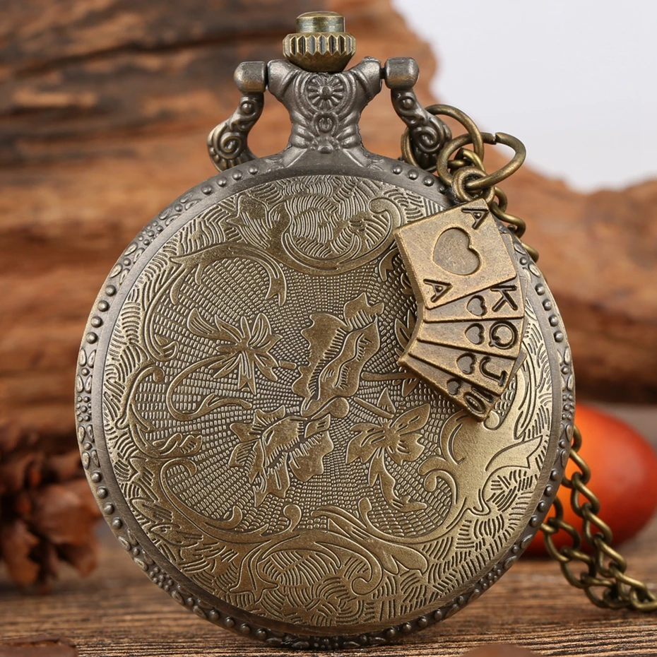 Chaîne De Montre De Poche Bronze Avec Pendentif Creux - Porte-clés Et Barre En T, Couleur Bronze 015B