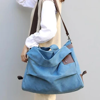 

Large Pocket Casual Tote Women's Handbag Shoulder Handbags Canvas Leather Capacity Bags For Women