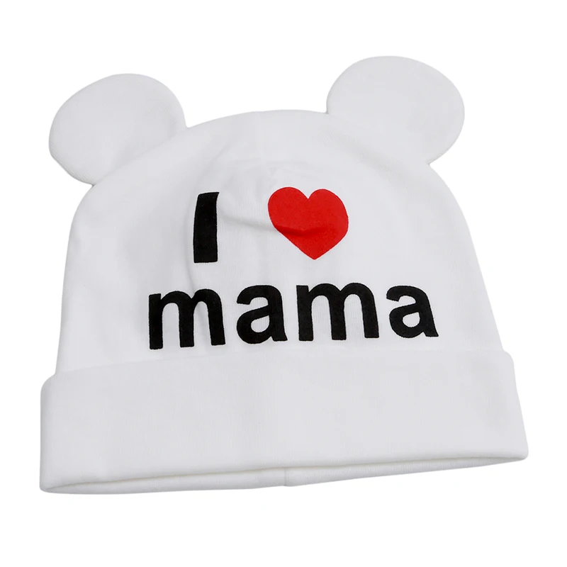 New Spring Autumn Baby Cap Knitted Warm Cotton Soft Beanie Hat For Toddler Baby Kids Girl Boy I LOVE MAMA Print Baby Hats