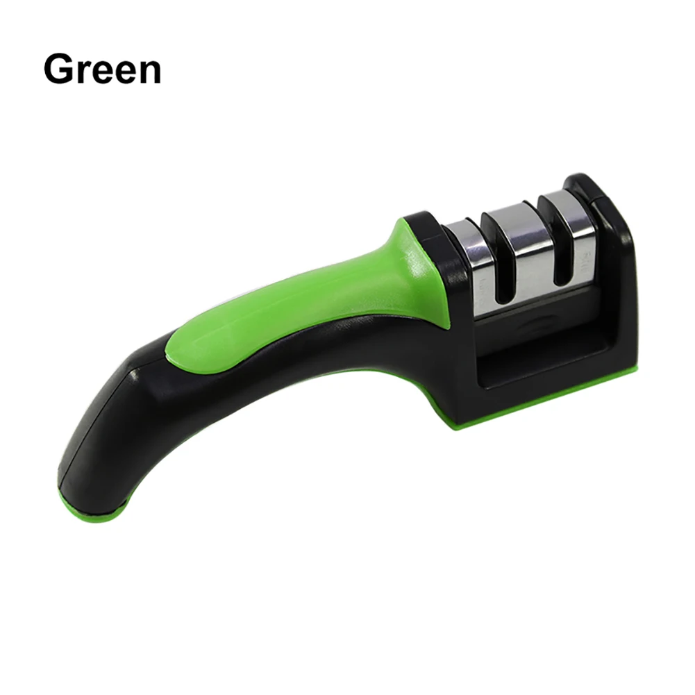 Зеленый House Kitchen Knives Tools Eco Friendly Handle Type Ceramic Handle Type Double Groove Fast And Thick Anti-Slip Grinding Knife - Цвет: Зеленый