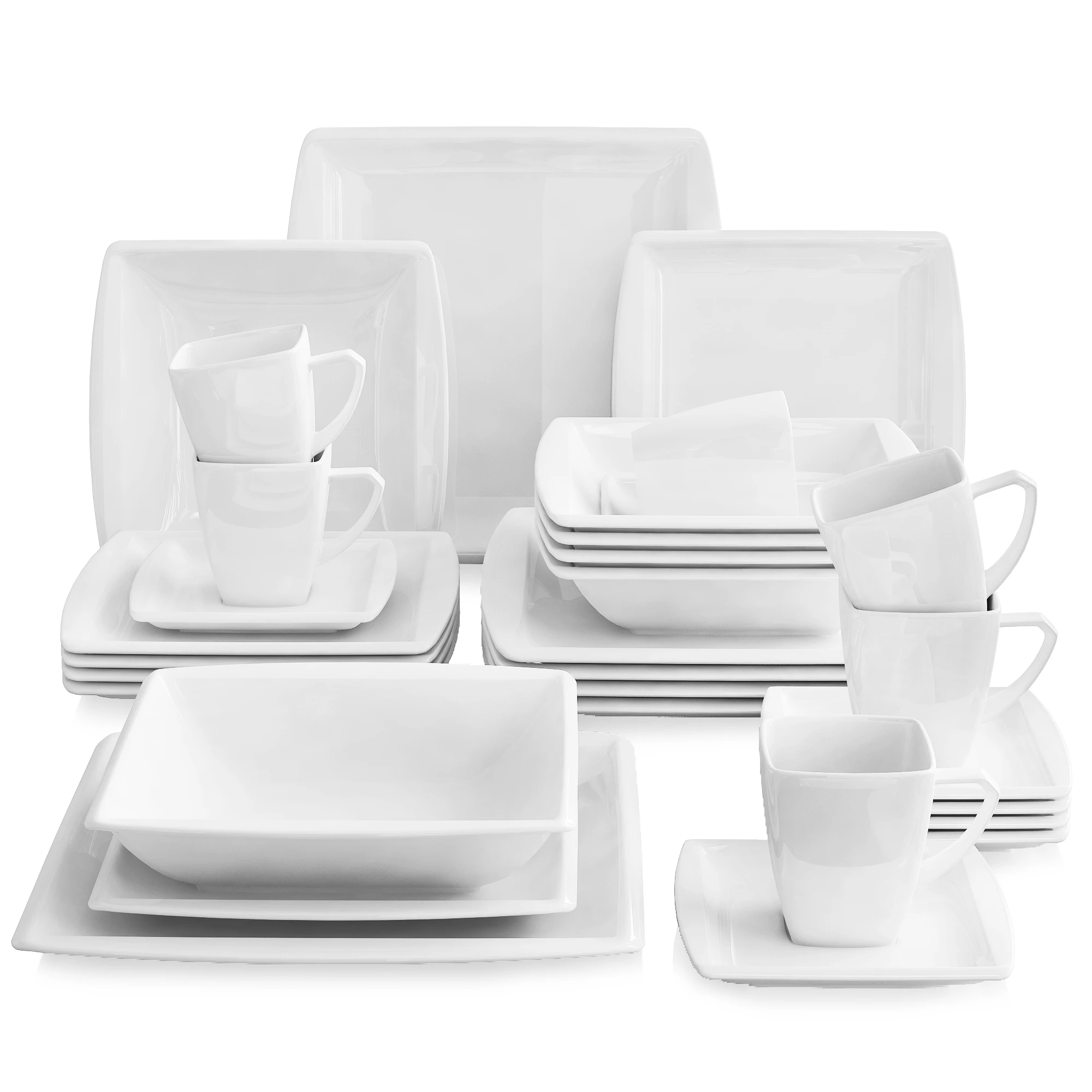 MALACASA Blance Porcelain Salad Plate Set of 6 Dessert Plate Serving Plate White