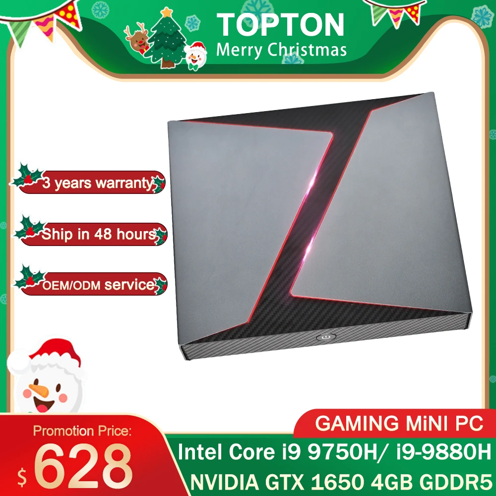 TOPTON Nuevo Juego Mini PC Intel Core i9-9880H GTX 1650 4GB GDDR5 2 * DDR4 64GB Windows 10 4K HDMI DP tipo-C WiFi computadora de escritorio