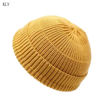 

Unisex Men Women Knitted Hat Retro Brimless Baggy Melon Cap Beanies Hat Skullcap M68A