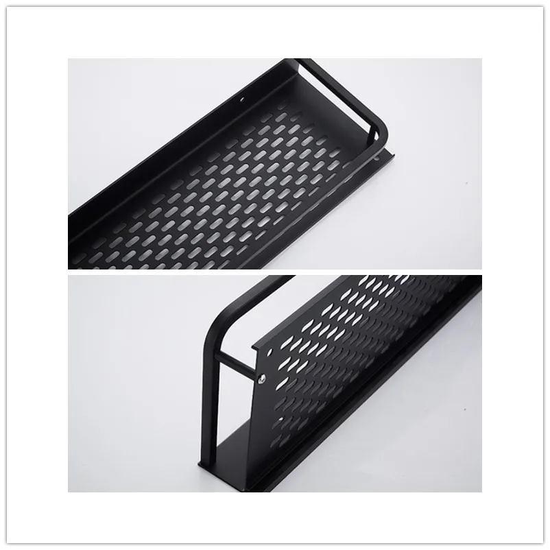 Black Bathroom Shelf Space Aluminum Shower Basket Corner Shelves Bathroom Shampoo Holder Kitchen Storage Rack Accessories
