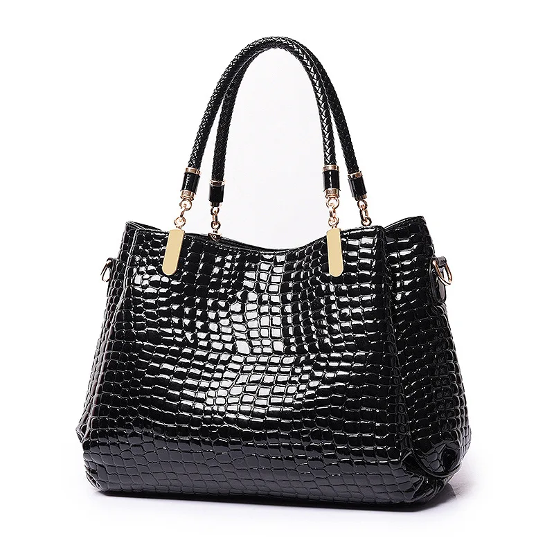 

Boutique WOMEN'S Bag Fashion Three-piece Set Different Size Bags Top Grade Crocodile Pattern Shoulder Hand Large Bag
