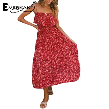 

Everkaki Gypsy Long Dress Women Floral Print Boho Summer Vintage Long Vestidos Ladies Slip Dresses Female 2020 Spring New
