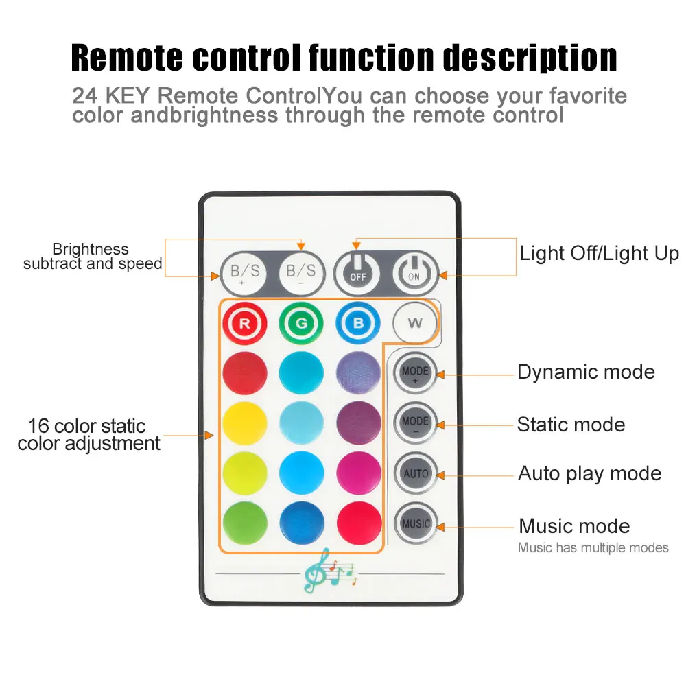 LED Strip Light 16 Colors Changing With Music DC 5V USB Powered IP65 Waterproof Music String Light With Remote Control