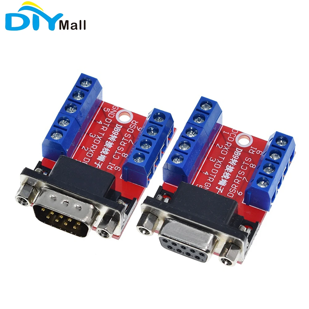 

10pcs DB9 RS232 Serial Adapter Signals Terminal Module DB9 Connector Male/Female