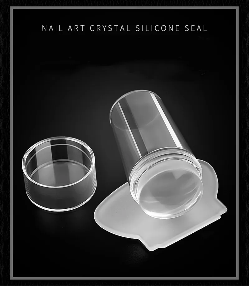 Kalvaro 1 Набор пластины для стемпинга шаблоны для дизайна ногтей чистый прозрачный желе акриловый силикон для штамповки ногтей пластины скребок с прозрачной крышкой Stam