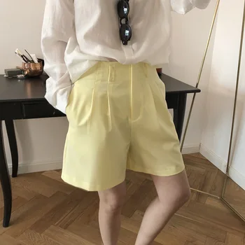 

Summer women's pants casual solid color high waist loose shorts