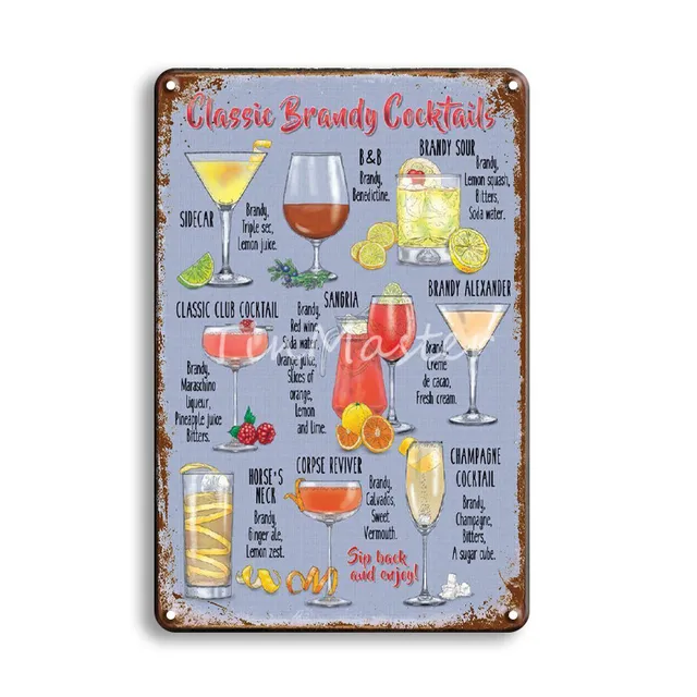 Coffee Cocktail Art Poster Vintage Metal Sign Gift Shabby Chic Beer Tin Plate Signs Irish Pub Cafeteria Kitchen Home Decor 10434