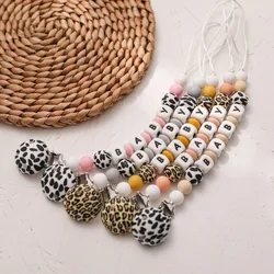 Cadena de chupete para bebé, mordedor de silicona con Clip de leopardo, sonajero de lactancia para bebé, juguete de cuentas de silicona de grado alimenticio para niño sin BPA, 1 unidad