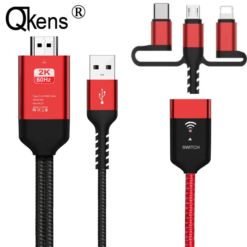 2K HD Беспроводной Wi Fi зеркальный адаптер кабель для iPhone 11 Pro MAX XS XR 12 mini Samsung S9 iOS Micro USB