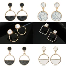 TMXK angel модные серьги для женщин, круглые мраморные серьги золотого цвета, большие металлические геометрические Висячие серьги, подарок для лучшего друга