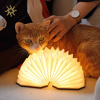 

Creative LED Portable Night Light Foldable Flip Book Light Charging Wooden Organ Light Adjustable Light Book Desk Kids Lamp K802