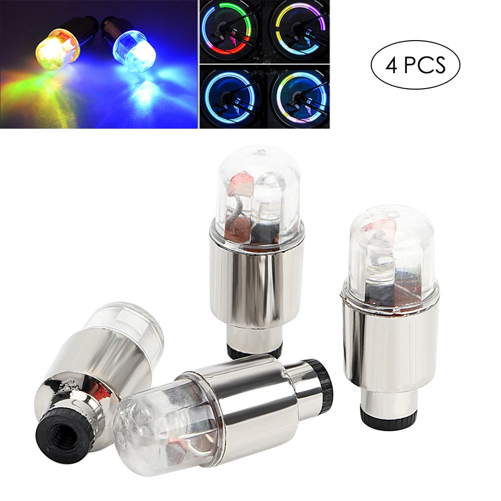 

4PCS Auto Car Tire Wheel Valve Light LED Bike Wheel Lights Waterproof Wheel Valve Caps Flashing Lights for Car Motorcycle BMW