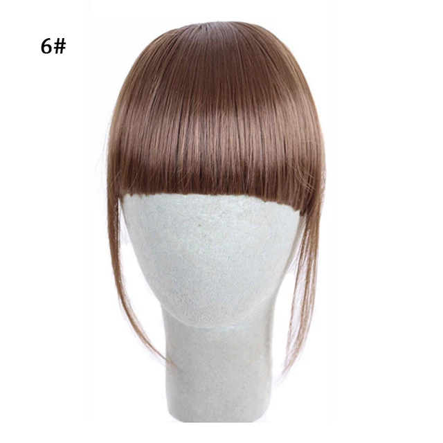MyDiva Synthetic Air Bangs Heat Resistant Hairpieces Hair Women Natural Short Black Brown Bangs Hair Clips For Extensions D05-6