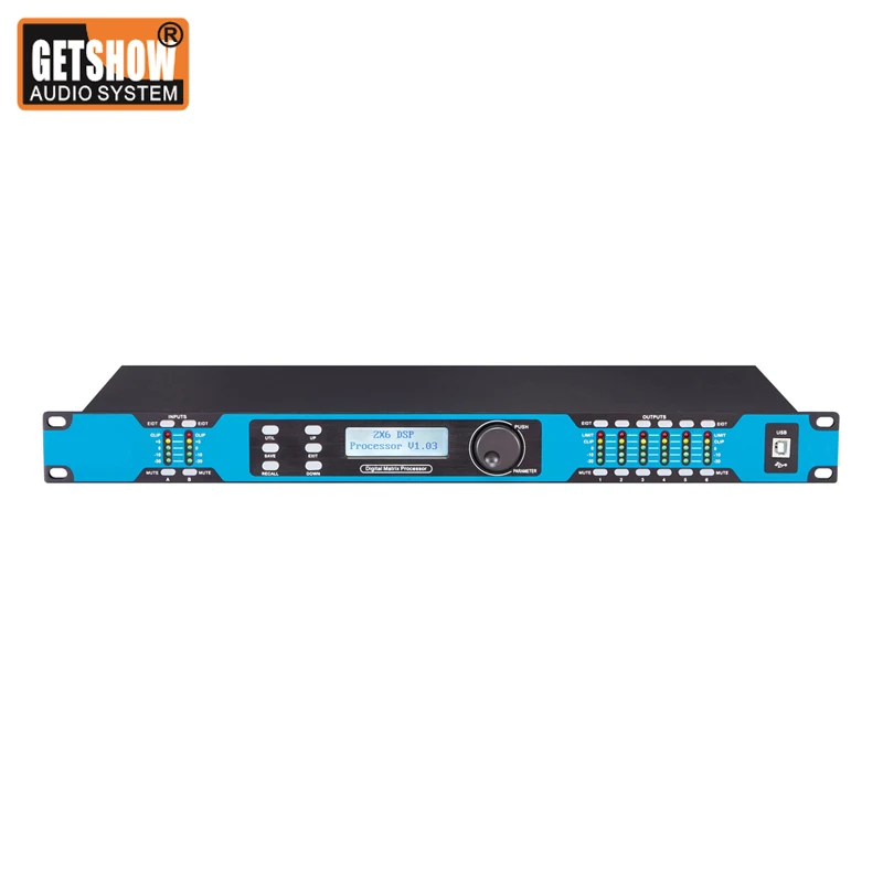 2 in 6 out DSP Digital Processor For Professional PA Speaker Line Array