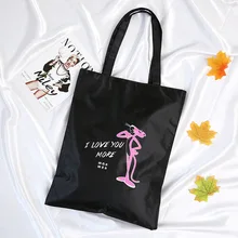 Cartoon Cute Online Celebrity Pink Panther Single-shoulder Canvas Bag Women's Shopping Bag Large Capacity Carry Bag