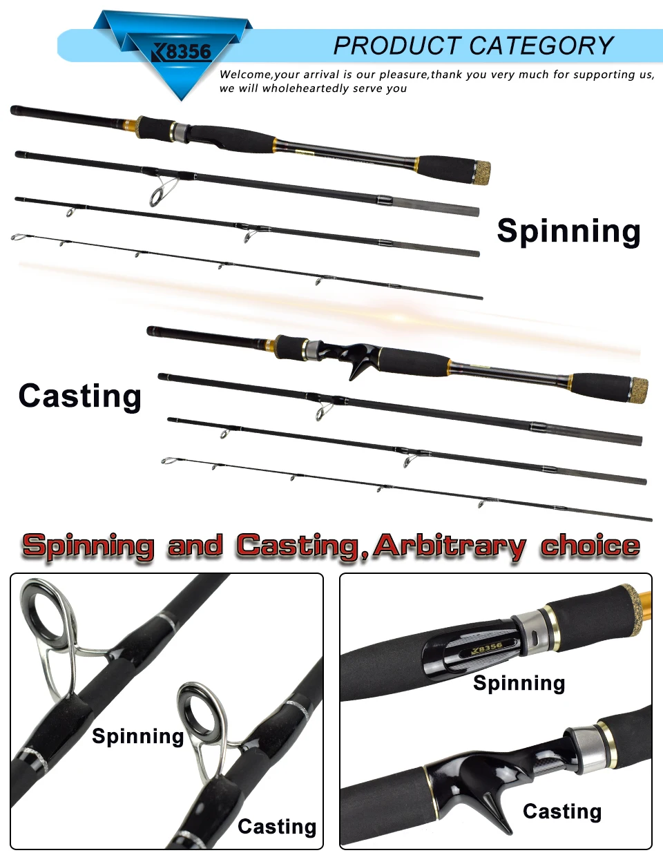 K8356 99%Carbon Lure Rod 4 Section CastingSpinning Fishing Rod 1.8 2.1 2.4 2.7 3.0m Travel Stitching Saltwater Pole Fish Tools(10)