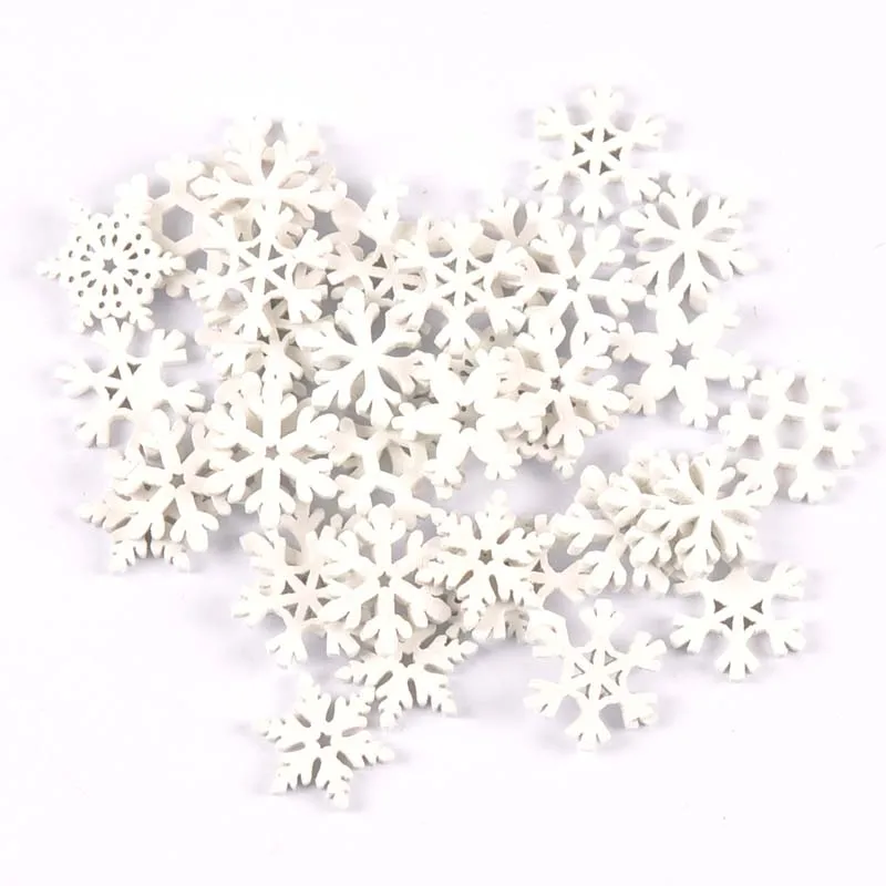 20mm Összecsap Fa- Fehérítőszer snowflakes karácsonyi Dísztárgyak Karácsony medálok diy scrapbooking kézműves Új Év haza decorations