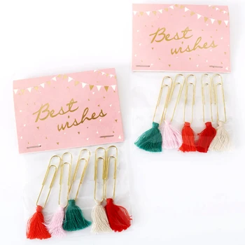 

new 5pcs creative school Supplies large 50mm Color Tassel Clip Bookmark Metal Office Accessories paper Clips Home Decoration