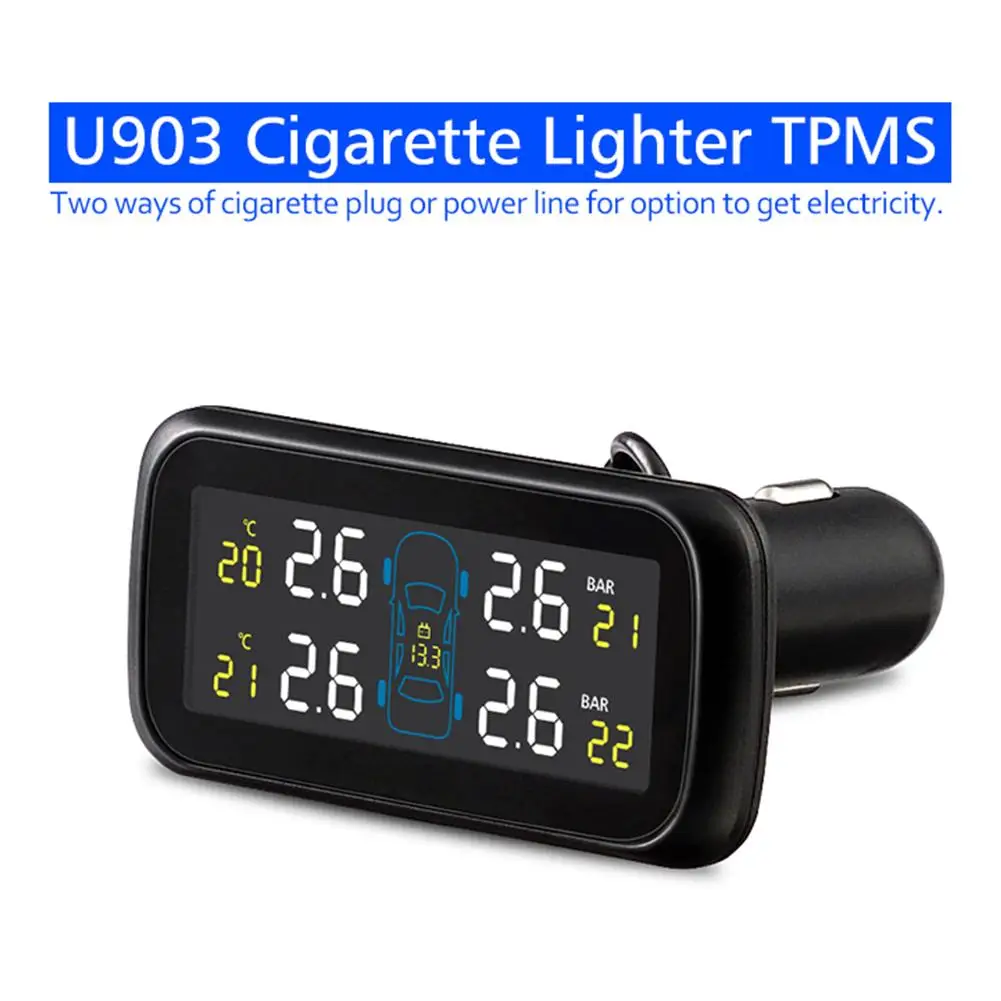 

U903 TL Universal Car TPMS Tire Pressure Color Display Cigarette Lighter Plug Car Tire Pressure Monitor Real-time Accurate TPMS