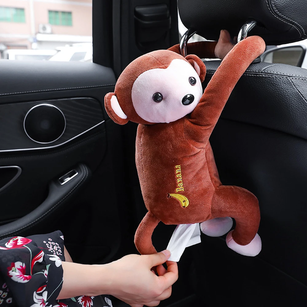 Милый Забавный дизайн креативного животного в форме обезьяны мультфильм бумажная салфетка для салфеток домик на колесах Авто универсальные интерьерные сумки