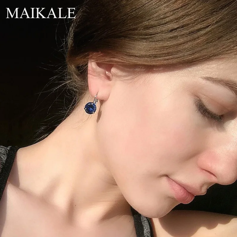 MAIKALE простые 10 мм Серьги с цирконием кубической огранки для женщин круглые