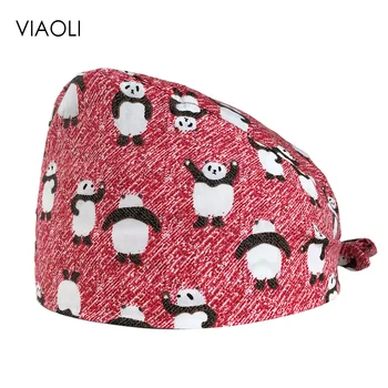 

Doctor Nurse Cap Multipurpose Adjustable Lab Hat Cotton Print Breathable Dental Salon Work Cap Scrub Unisex Medical Surgical Cap