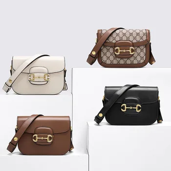 

2020 new spring and summer armpit bag retro horse Title buckle saddle bag high sense small crowd bag old flower messenger bag