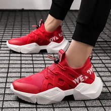 Новинка, мужские кроссовки, верх из лайкры, дышащая обувь на массивном каблуке, Мужская Нескользящая прогулочная обувь, мужская обувь, zapatillas hombre, черный и белый цвета