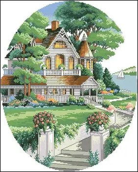 

cotton threads Popular Lovely Counted Cross Stitch Kit Lovely Victorian Home House dim 03874