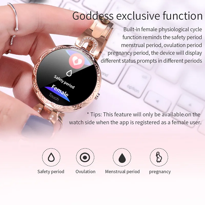 Luxury Smart Watch Women Heart Rate Lady Fashion Waterproof Blood Pressure Blood Bluetooth Fitness Tracker Wristband AK15 PK H8