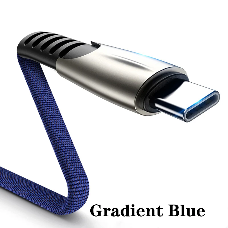 Кабель usb type-C для samsung S10 S9 S8 Быстрая зарядка 3,0 Быстрый кабель type-C для мобильного телефона USB C для Xiaomi Mi9 Redmi Note 7 8 шнур - Цвет: Gradient Blue