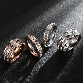 

UUNCIO new High quality women's geometric rings stainless steel rose gold endless engagement wedding ring best gift for women