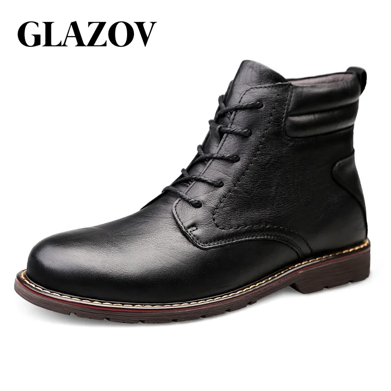 

Brand Men Snow Boots Winter Plush Warm Men Motorcycle Boots Lace-Up Non-slip Male Ankle Boots Waterproof Autumn Man Work Shoes
