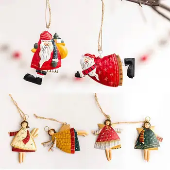 

Christmas Decoration Pendants Toy Outside Xmas Tree Hanging Ornament Iron Crafts Santa Claus ELK Doll For Home Decor Kids Gift