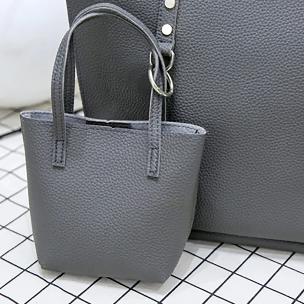 4 комплекта сумок для женщин, прочная модная женская кожаная сумка через плечо из четырех частей, клатч, кошелек, Ретро сумка, основная женская сумка