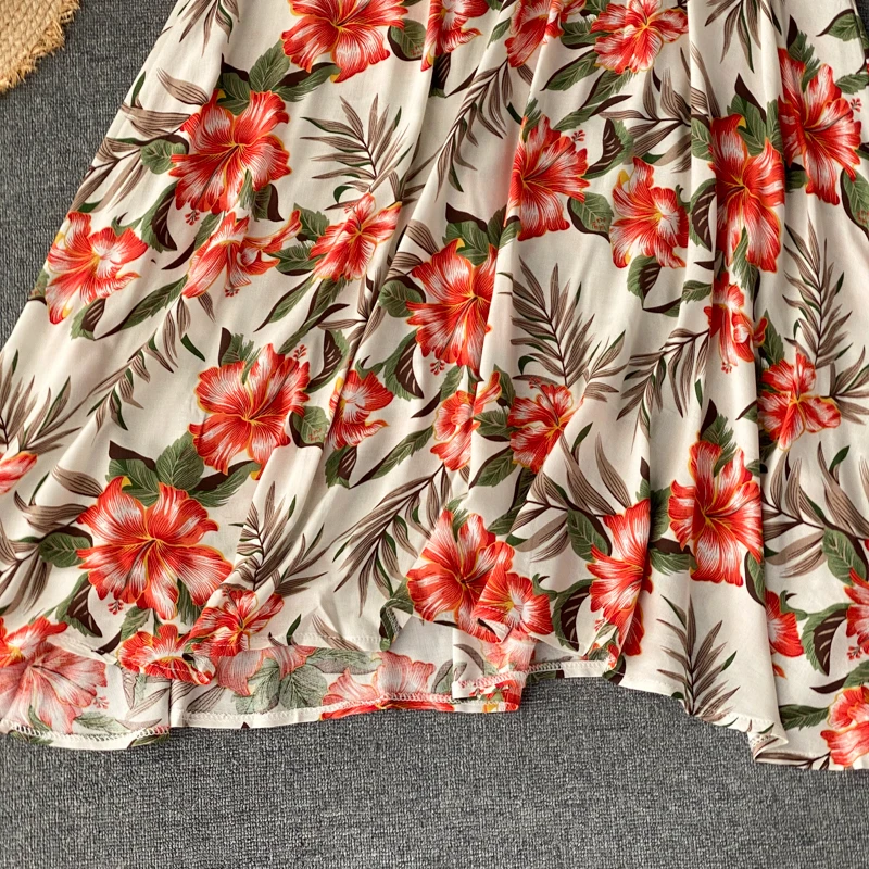 Neploe Sexy Open Back Bohemian Holiday Long Dress High Waist Hip Cross Design Print A Line Vestido V Neck Sleeveless Camis Ropa