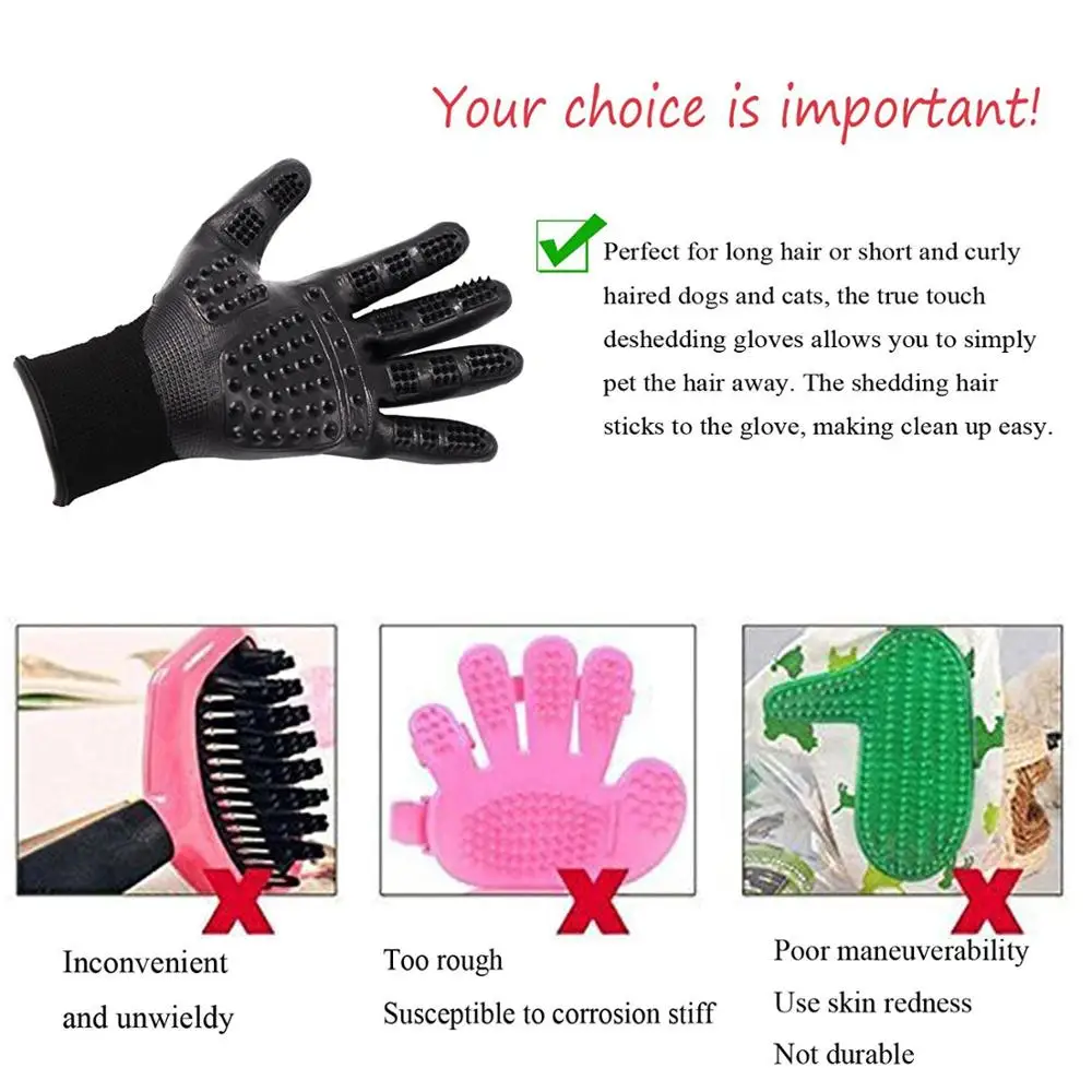 Upgraded Pat Grooming Gloves Cat Dog Horse Silicone Hair Removal Mitts Cat Brush Cat Grooming Supplies