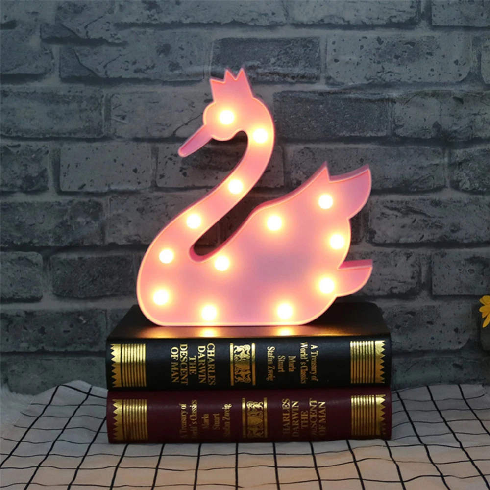 Светодиодный ночник с лебедем для детей детские милые вечерние лампы