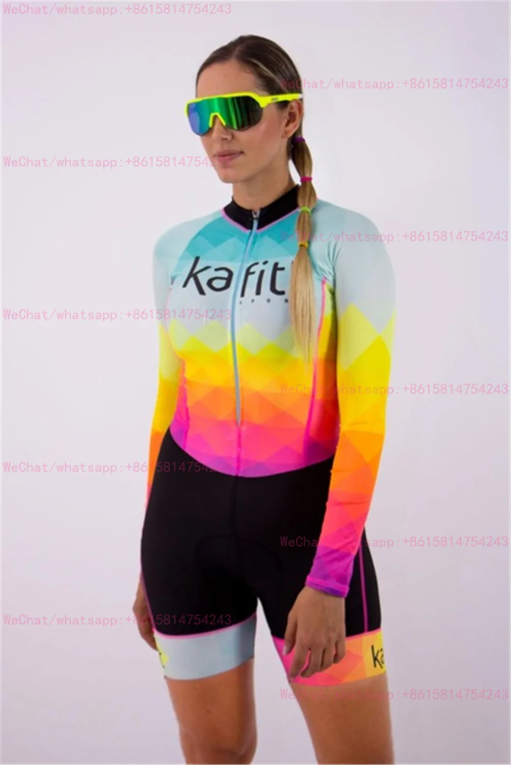 10 Kafitt Pro Team триатлон костюм женский с длинным рукавом Велоспорт Наборы Skinsuit комбинезон Майо Велоспорт Ropa ciclismo набор гелевая подкладка - Цвет: 10