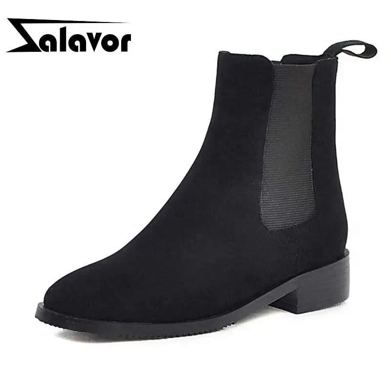 ZALAVOR Elastic Band Ankle Boots For Women Round Toe Flats Leisure Shoes Autumn Winter Warm Daily Footwear Size 33-46 | Обувь