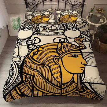 

Ancient Egypt Culture 3D Bedspread Black Gold Duvet Cover Pillowcase 2/3 Piece Teens Bedding Cover Bed Linen Set Home Textiles