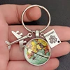 World Map Keychain Travel Exploring Glass Dome Cabachon Aircraft Charm Pendant Keychain Men's and Women's Gift Jewelry Keychain. ► Photo 3/6